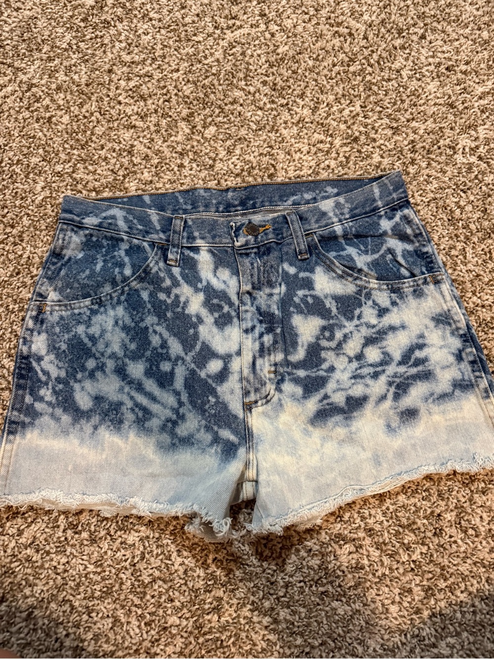 Wrangler Bleached Tie-Dye High-Rise Denim Shorts
